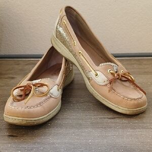 Sperry Top-Sider Angelfish Boat Shoes Tan With Gold Glitter